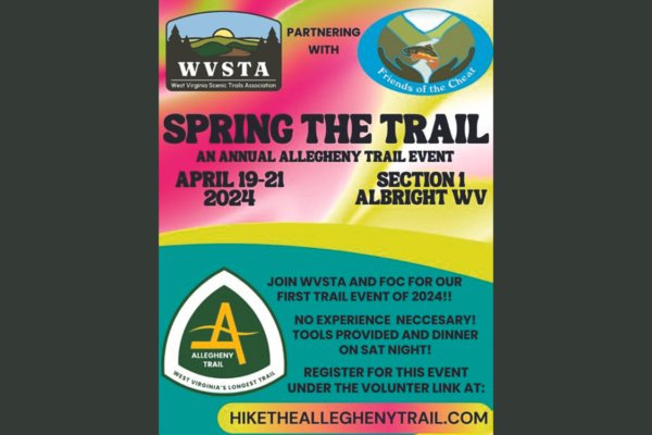 Spring The Trail an annual Allegheny Tail event. April 19-21, 2024. Section 1. Albright, WV.